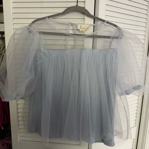 Anthropologie puff sleeve tull top, size xl